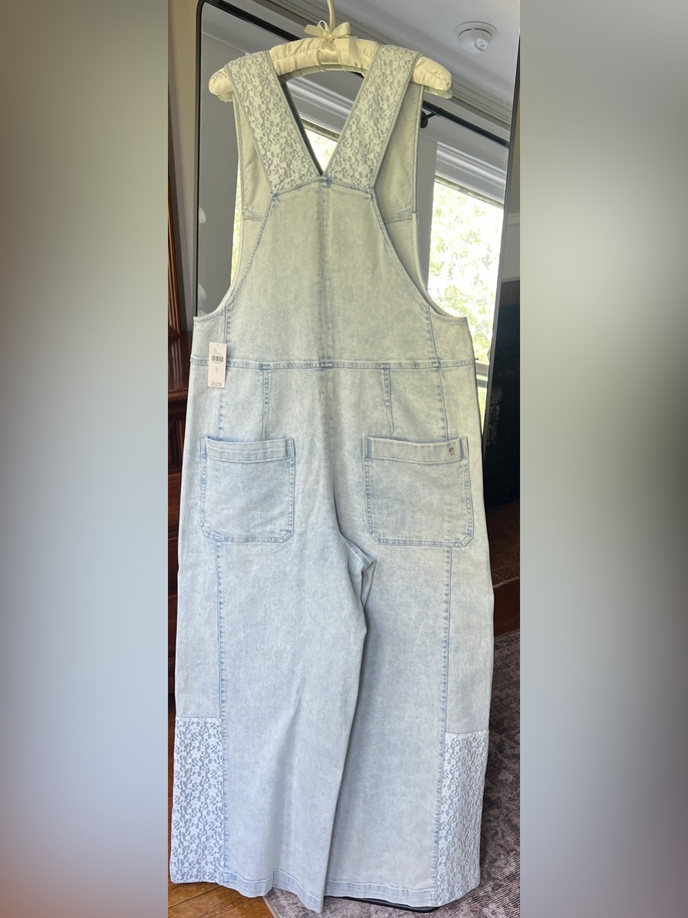 NWT Anthropologie Pilcro Lace Denim Wide-Leg Jumpsuit L - Picture 5 of 5